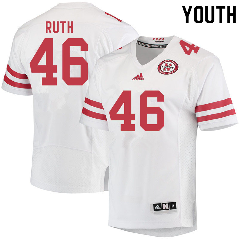 Youth #46 Corbin Ruth Nebraska Cornhuskers College Football Jerseys Sale-White - Click Image to Close